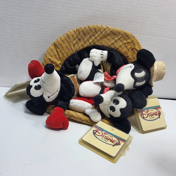Mickey Mouse Classic Comic Bean Bag Set 8" Set of 3 Plush in a Hat Disney Store - Picture 6 of 11